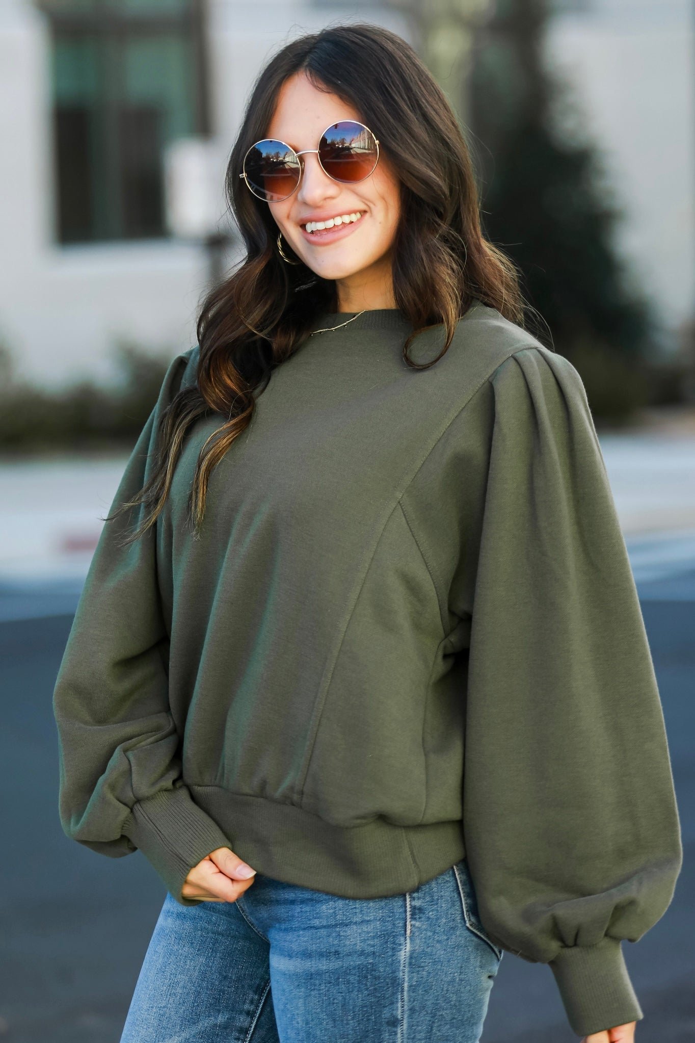 Rachel Olive Fleece Sweatshirt MB5