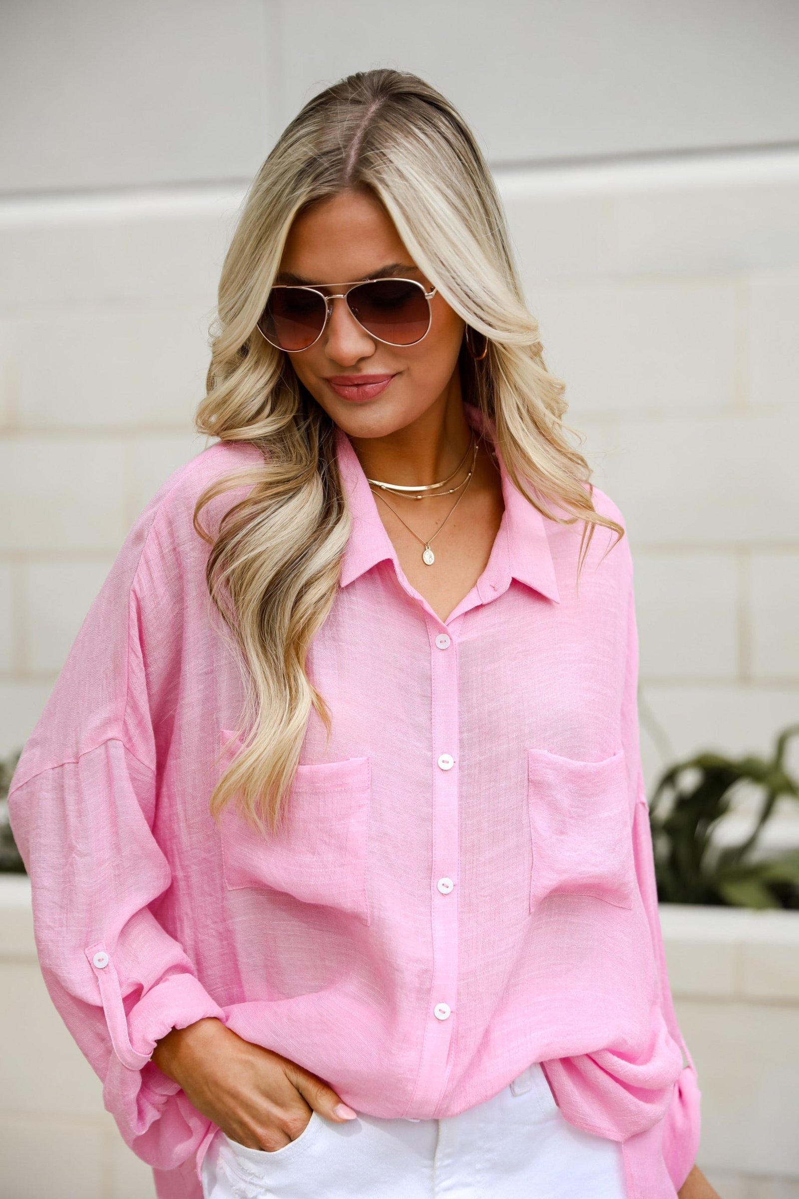 Kelsey Oversized Button-Up Blouse MB16