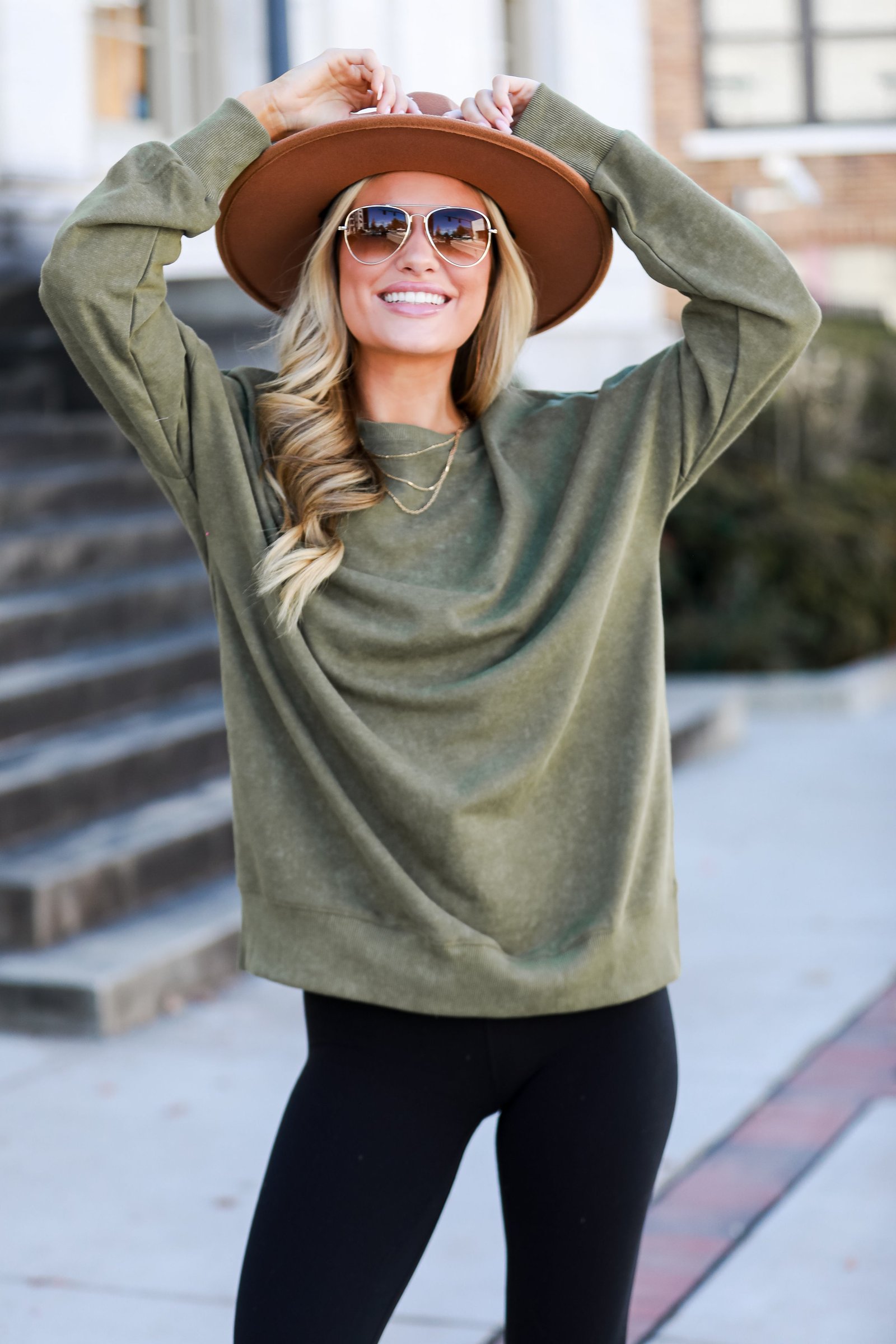 Looking To Snuggle Olive Oversized Pullover MB10