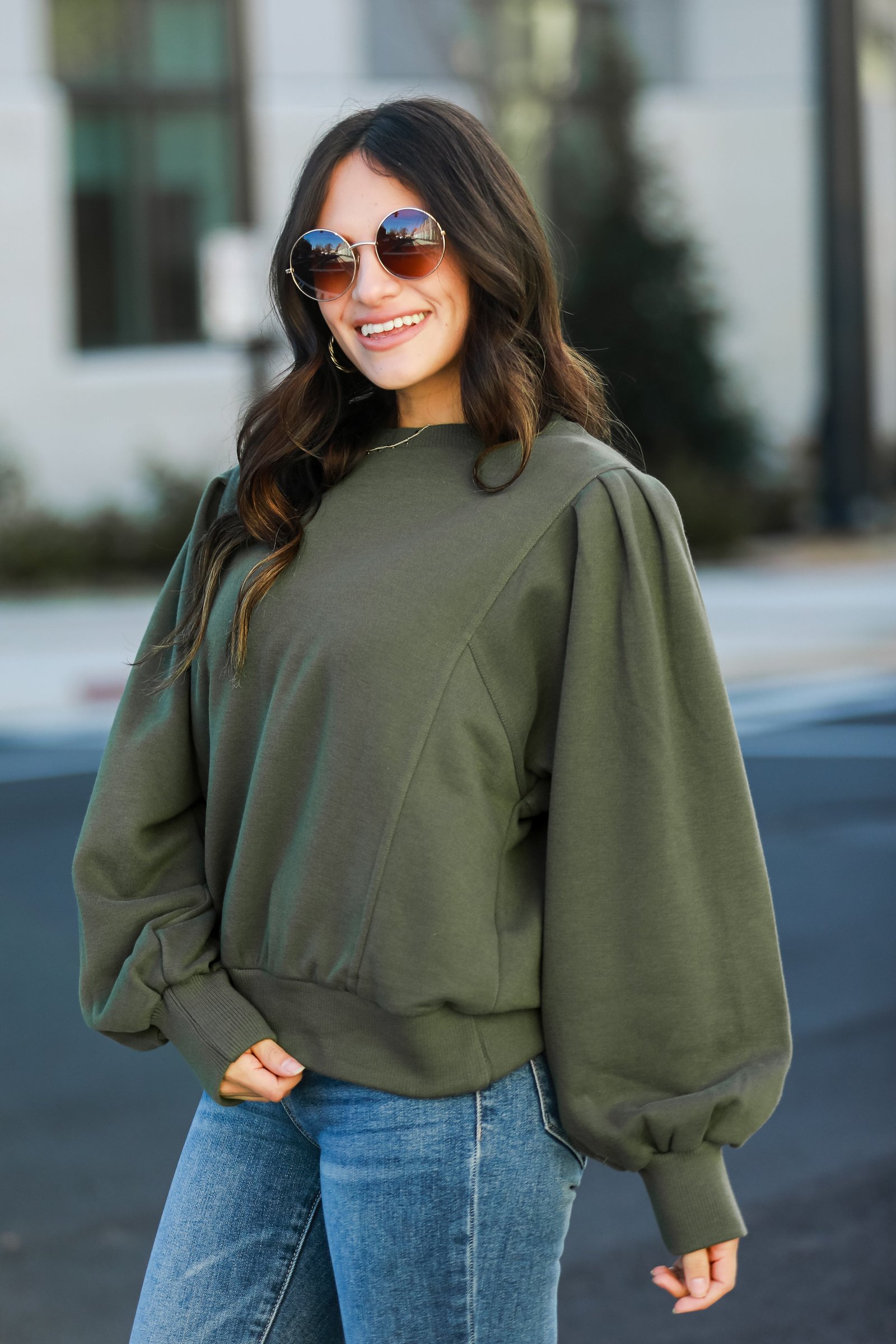 Rachel Olive Fleece Sweatshirt MB5