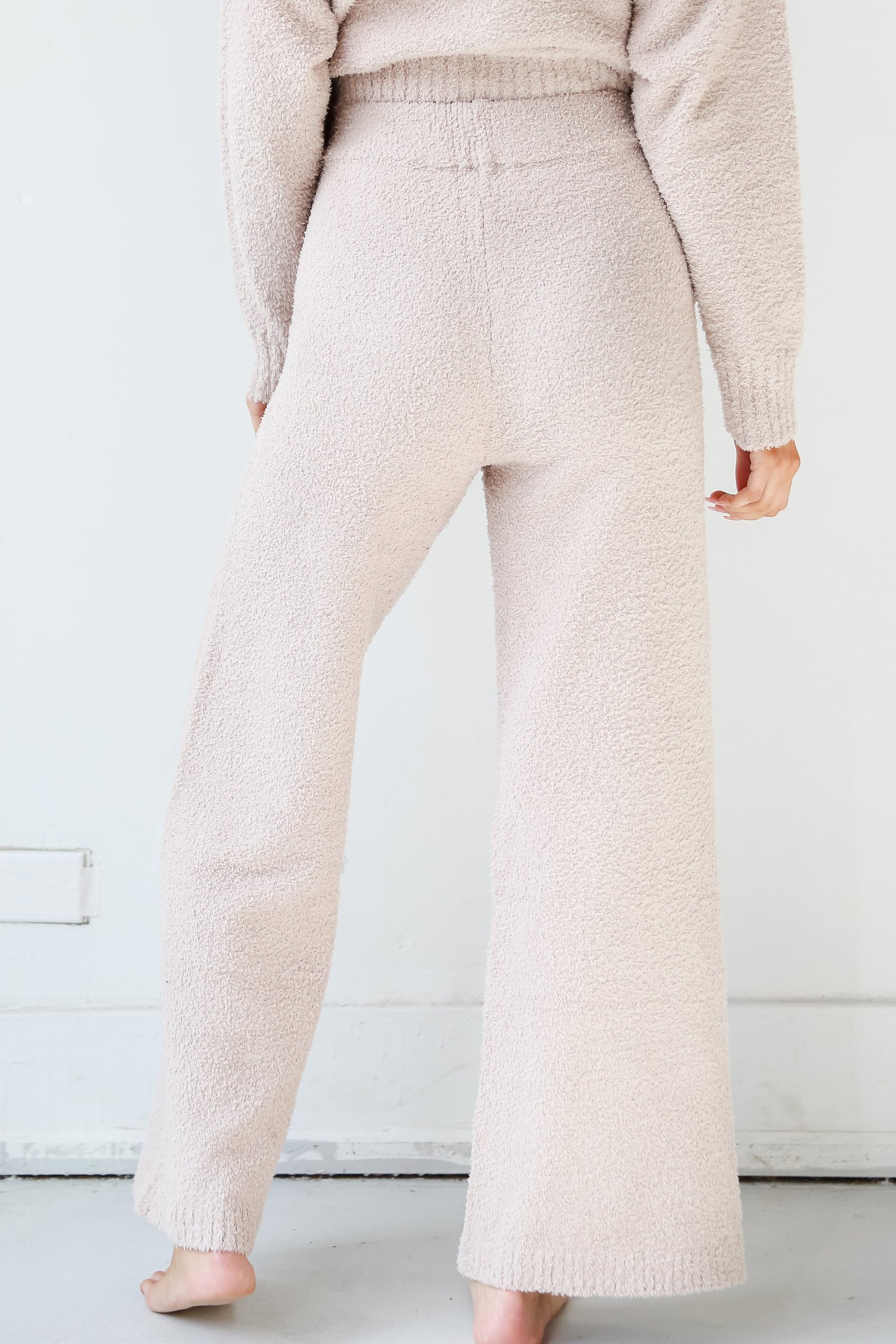 Weekends At Home Taupe Fuzzy Knit Pants MB1